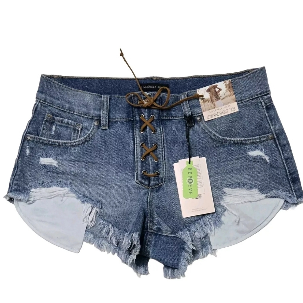 SINCERELY JULES  Low Rise Distress Jean  Shorts Size 7/28 Western Style